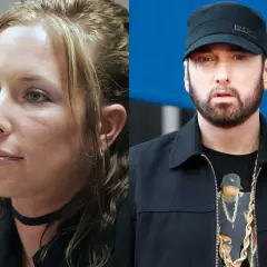 Kim Mathers, była żona Eminema, obok rapera w czapce.