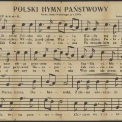 Nuty pieśni "Mazurek Dąbrowskiego", gdzie słowa brzmią: "Jeszcze Polska nie zginęła".